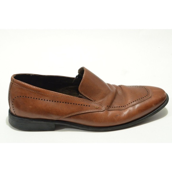 Stacy Adams 10 D Brown Leather Slip On‎ Oxford Dress Shoes - Picture 2 of 7